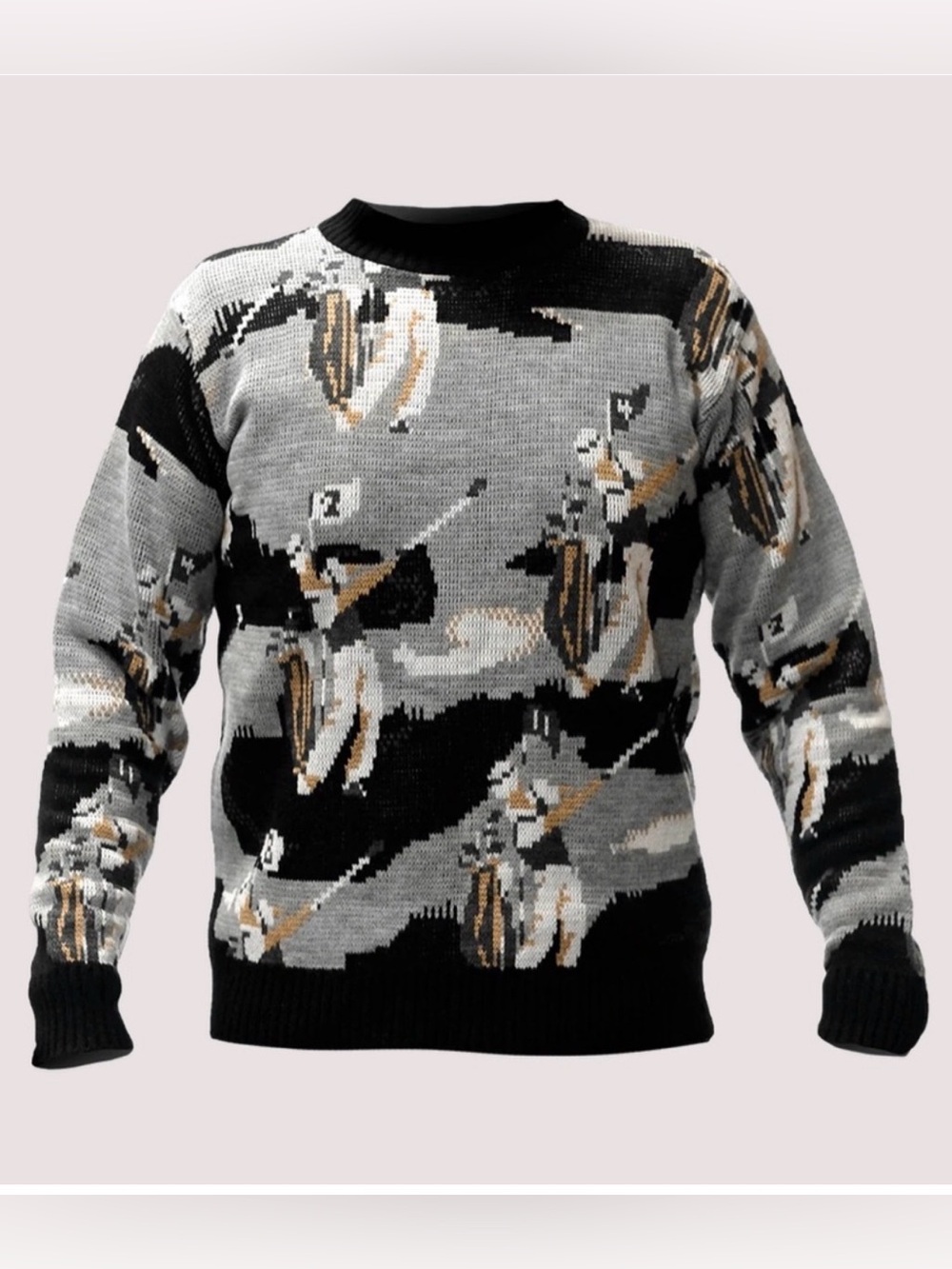 Dormie x Foray Golf Men’s Kadee Sweater Grey Golf Players Pattern Knit Sweater